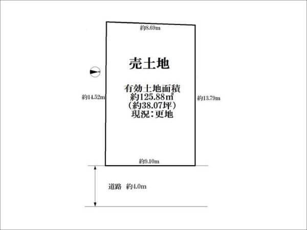 寝屋川市国松町に新築一戸建て（敷地図）