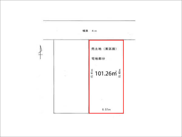 茨木市園田町に新築注文住宅（敷地図）