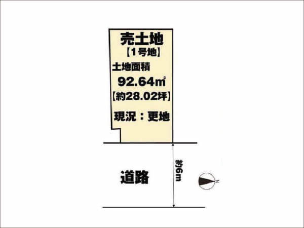 長岡京市勝竜寺巡り原に新築一戸建て(1号地の敷地図)