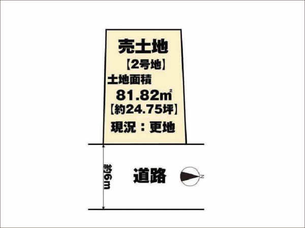 長岡京市勝竜寺巡り原に新築一戸建て(2号地の敷地図)