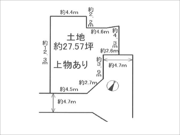 枚方市田口に新築一戸建て（敷地図）