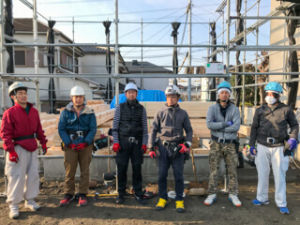 大阪の注文住宅 N様邸の上棟前（大工さん）